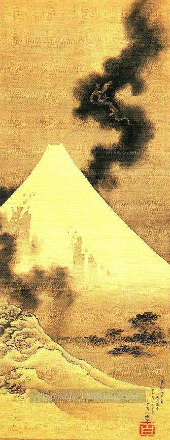 le dragon de la fumée s’échappant du Mont Fuji Katsushika Hokusai ukiyoe Peintures à l'huile